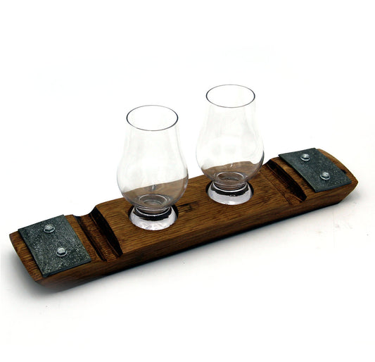 Personalized Whiskey & Cigar Holder – Double Glencairn Coaster with Engraving