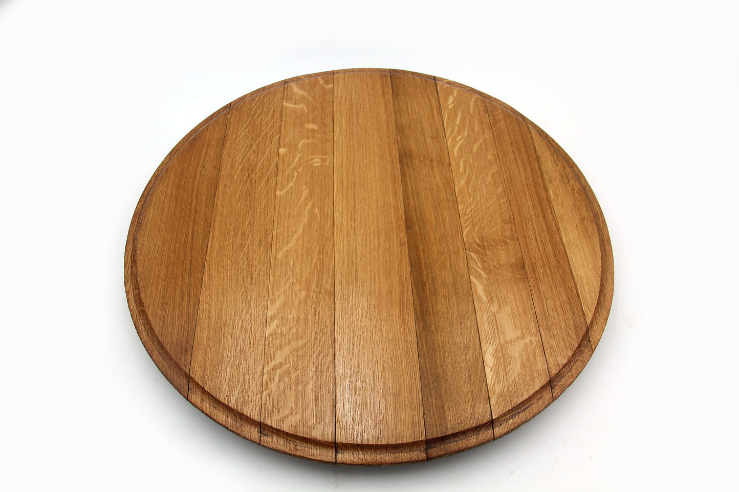 Wine Barrel Lazy Susan – Reclaimed Lid Turntable | Rustic Dining Table Decor