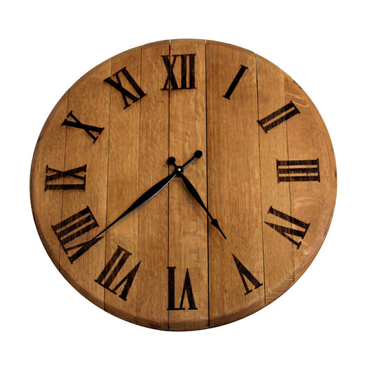 Barrel Head Wall Clock | Reclaimed Wine or Whiskey Barrel | Personalized Rustic Wall Decor