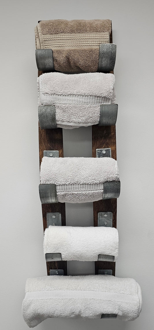 Wall Wine Rack | 5 Bottle Barrel Stave Holder | Reclaimed Wine Barrel Towel or Wine Storage