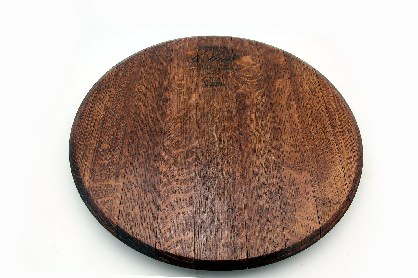 Wine Barrel Lazy Susan – Reclaimed Lid Turntable | Rustic Dining Table Decor