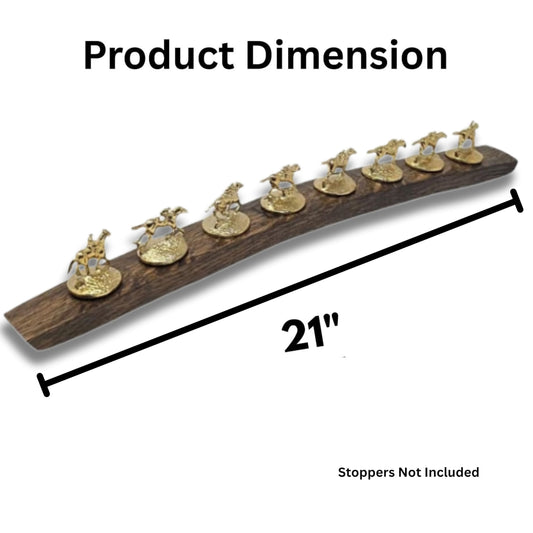 Blanton's stopper display dimensions - 21 inches, holds 8 stoppers, stoppers not included