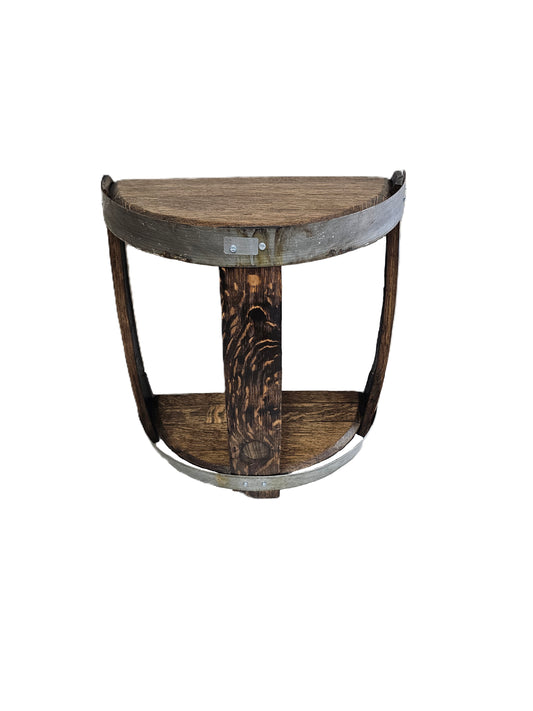 Wine Barrel Head Side Table | Reclaimed Red Wine Barrel | Rustic Shelving Furniture