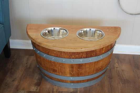 Best Elevated Dog Feeder Made from Reclaimed Wine Barrels