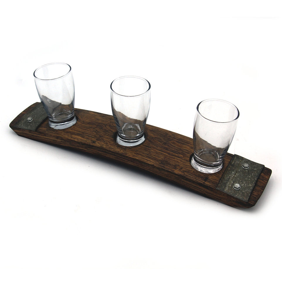 Beer Flight Glass Rests 3-Glass Premium Beer Flight | Reclaimed Barrel Stave – Barrel-Art