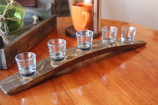 Original Whiskey Barrel Shot Flight | 5-Glass Tasting Tray