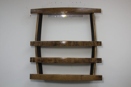 Whiskey Barrel Stave Wall Bar 4 Shelf