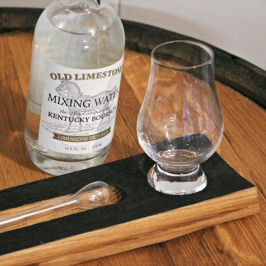 Elite Whiskey Dropper Set – Barrel Stave Holder with Glencairn Glass & Water Pipette