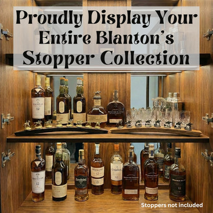 Blanton's stopper collection on bar shelf - display your entire collection
