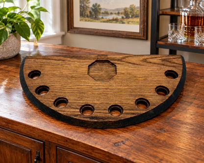 Blanton’s Horse Stopper Display – Reclaimed Barrel Head Bottle & Cork Holder in collector cabinet display.