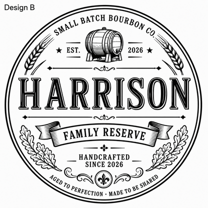 Custom Engraved Whiskey Barrel Head – Personalized Sign with Optional Easel