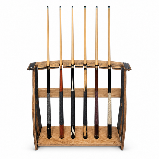 BA-107 cue rack with new rear support brace, front product view; pool cues not included.