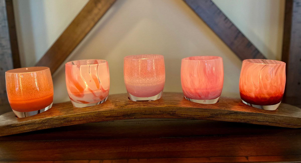Handcrafted five-slot barrel stave candle holder display