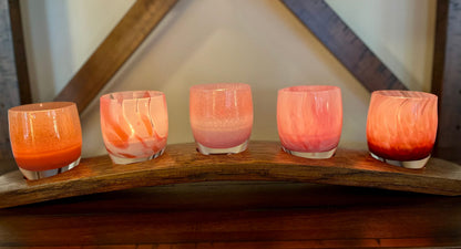 Handcrafted five-slot barrel stave candle holder display