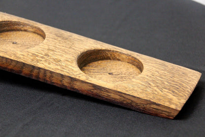 Natural oak barrel stave candle holder display