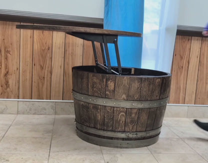 Wine Barrel Lifting Top Table